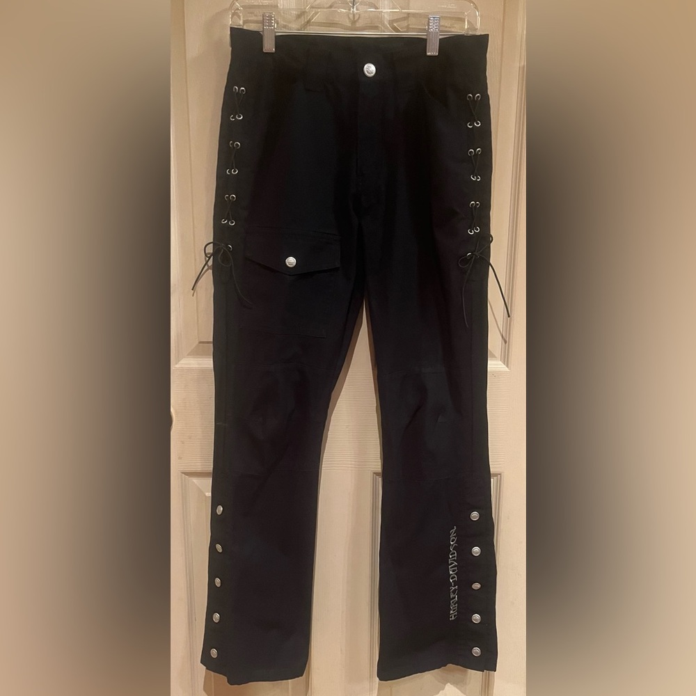 Harley-Davidson Black Flare Pants with Silver Accents